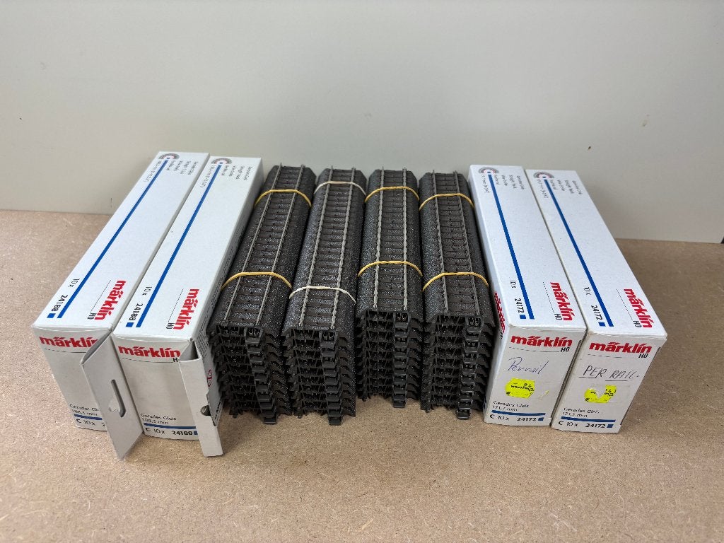 Märklin H0 – 24172/24188 – 40 Rails droits, Enlèvement ou Envoi, Courant alternatif, Rails, Comme neuf