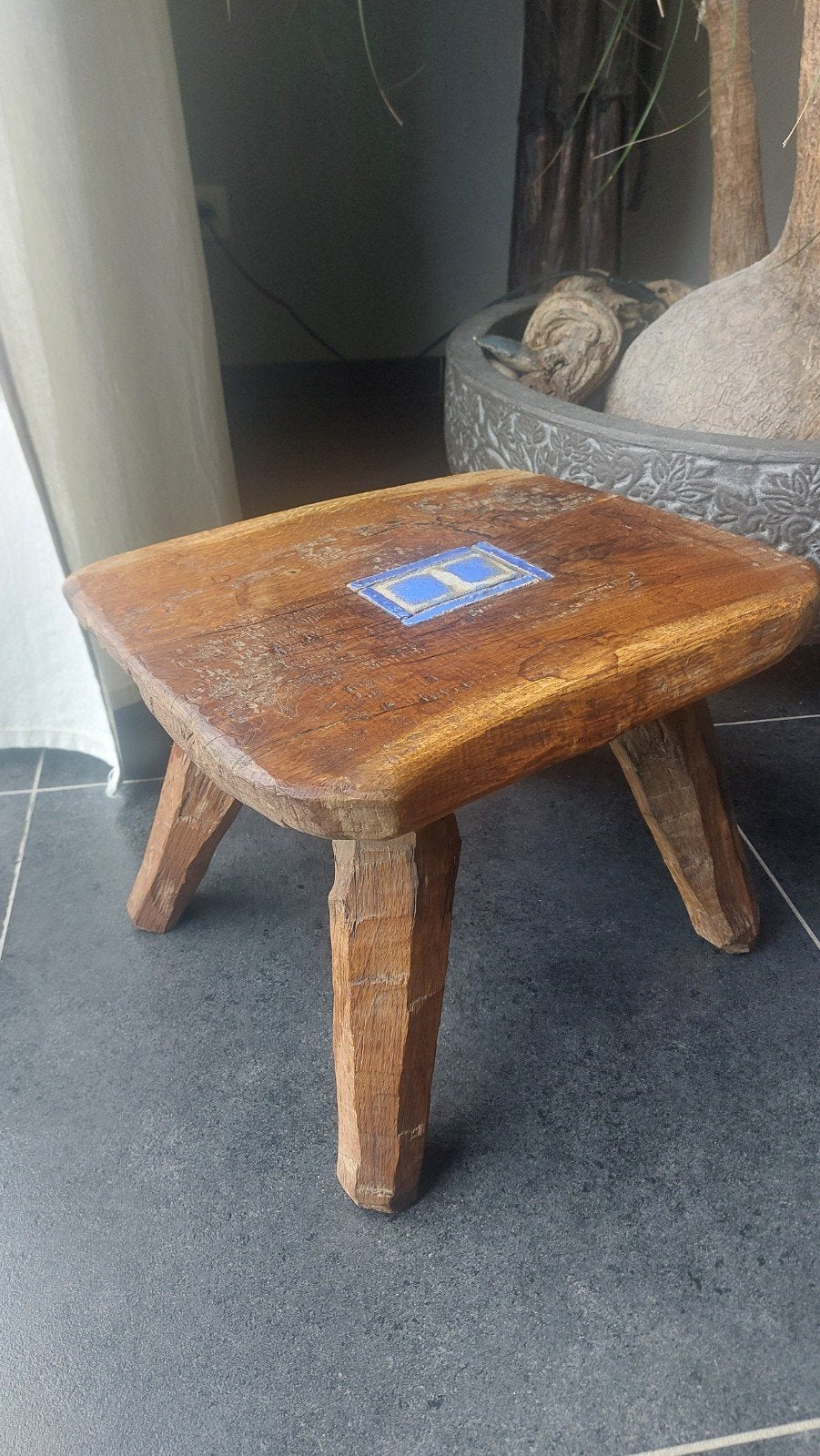 Prachtig Vintage Brutalistisch Krukje met 4 Poten, Ophalen of Verzenden, Hout