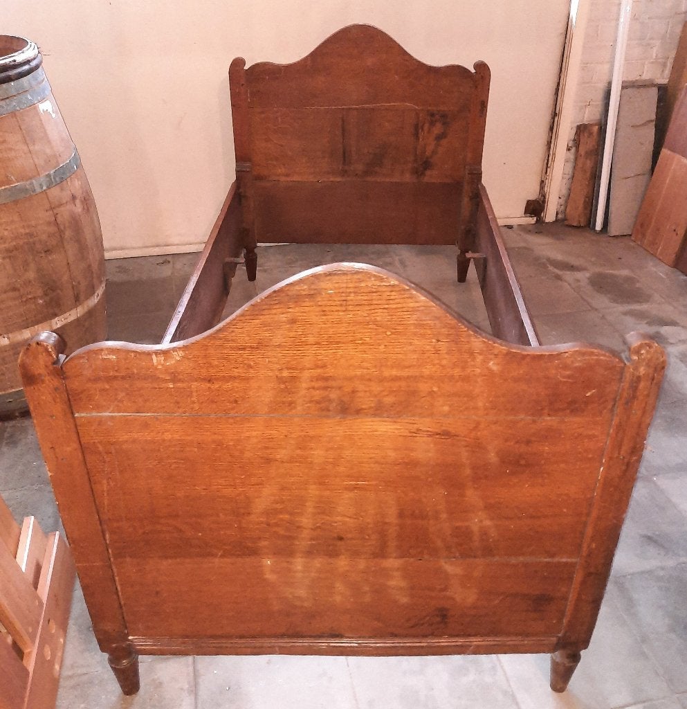 Lit ancien en chêne, 100 cm, 19e siècle, Une personne, Brun