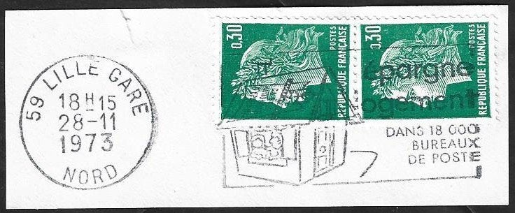 2 Postzegel Frankrijk1969 Marianne type Cheffer, Ophalen of Verzenden, Gestempeld