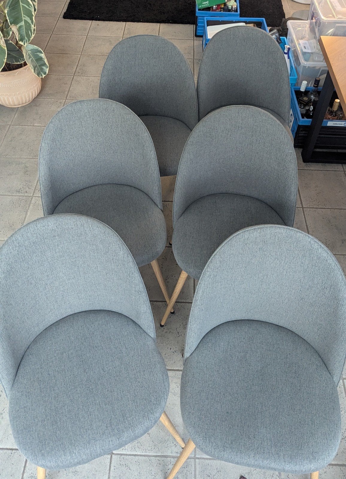 Grijze eetkamerstoelen set van 6, Huis en Inrichting, Stoelen, Ophalen, Gebruikt, Vijf, Zes of meer stoelen, Stof