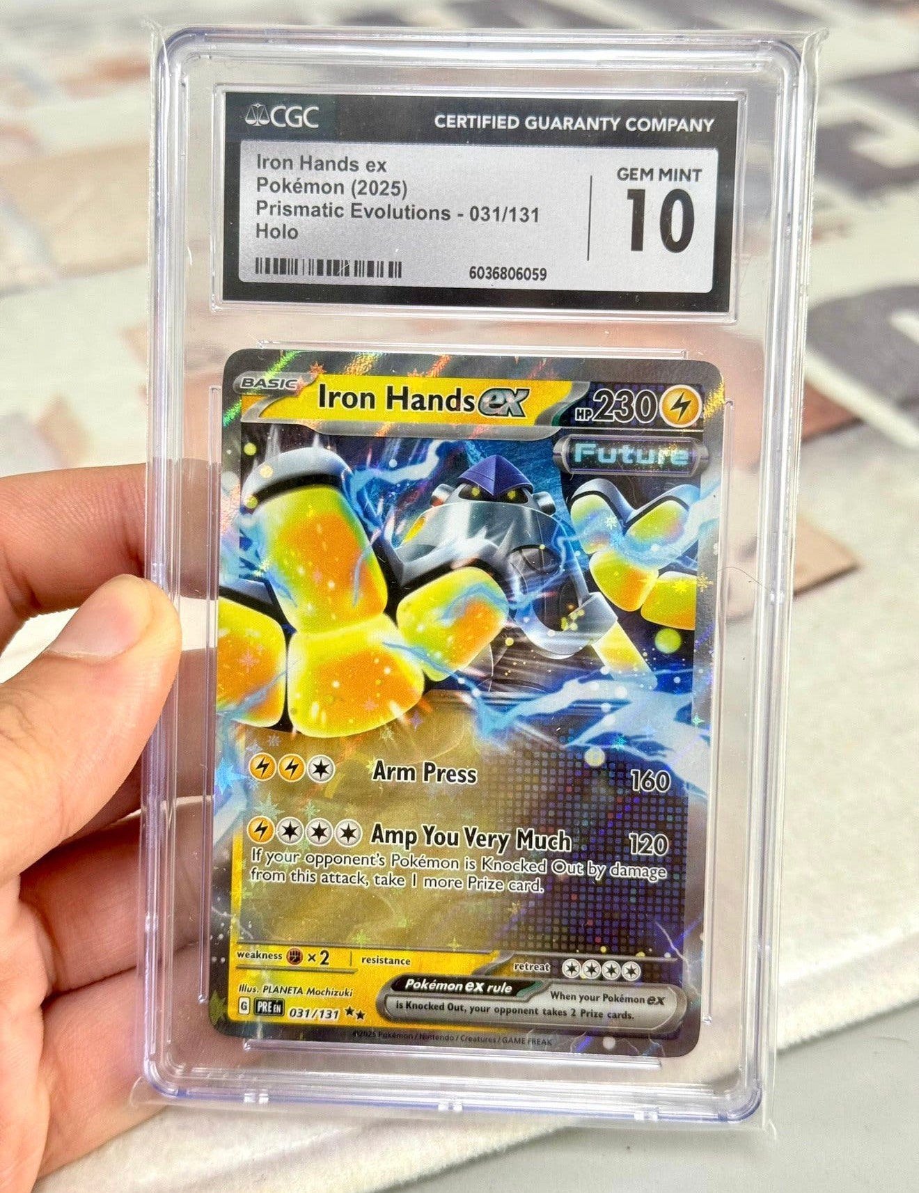 Iron Hands ex Pokemon 2025 Prismatic Evolutions CGC-10 Holo, Ophalen of Verzenden, Nieuw, Losse kaart, Foil