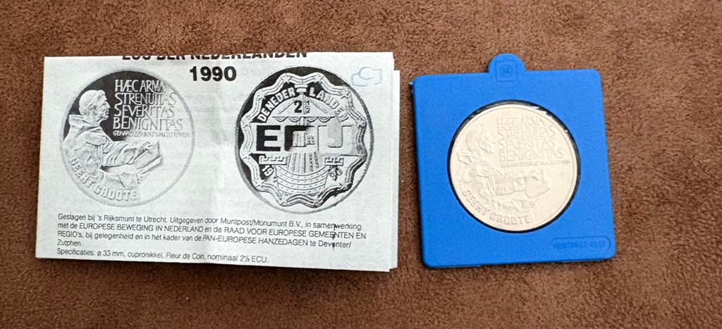 ECU munt uit Nederland, 1990, Postzegels en Munten, Munten | Europa | Euromunten, 2 euro, Ophalen of Verzenden