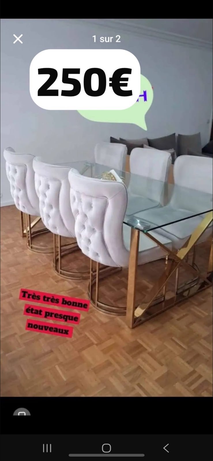 Table a manger, Enlèvement, Comme neuf