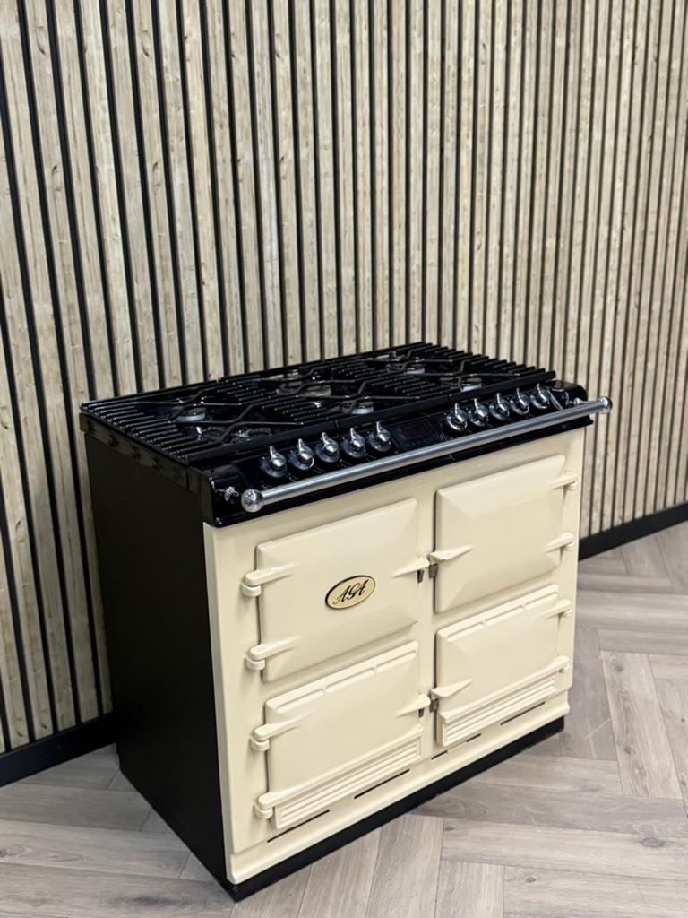 Prachtig Fornuis AGA Six Four GAS 100cm creme 4 Ovens!, Ophalen of Verzenden, Grill, Gas