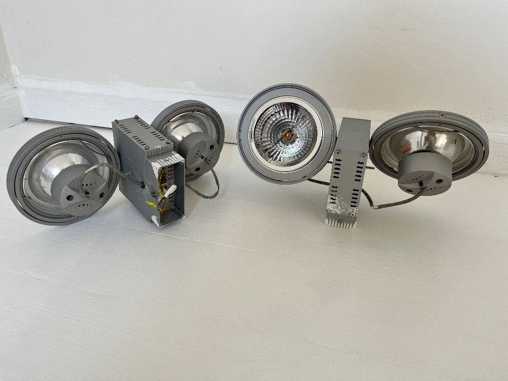 Spot verlichting armatuur met 2 lampen 3 stuks, Ophalen, Gebruikt, Metaal, Minimalistisch