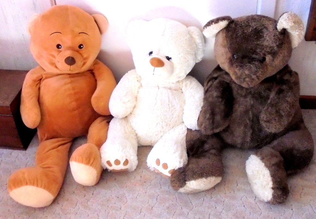 3 GR. NOUNOURS PELUCHE 1M.+ 2 PET. COMME NEUF, Ophalen, Zo goed als nieuw, Stoffen beer