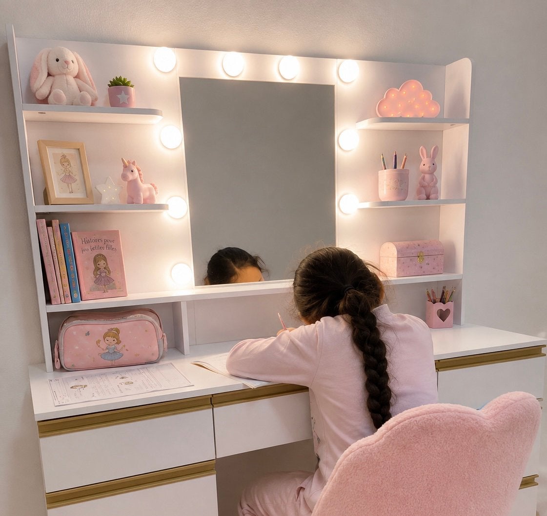 Coiffeuse table make up avec mirroir Hollywood, Enlèvement ou Envoi