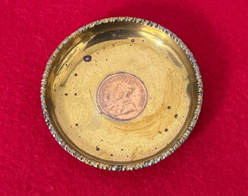 Petite Assiette en Laiton avec Pièce Inde 1912, Enlèvement ou Envoi