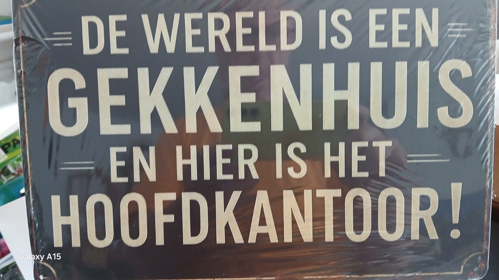 tekstbord  gekkenhuis., Tekstbord, Metaal, 30 cm, Ophalen of Verzenden