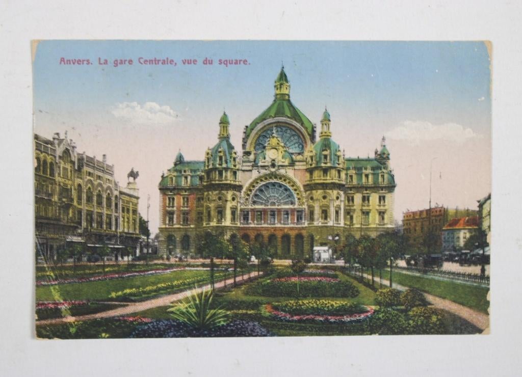 carte postale de la gare centrale d'Anvers, 1922, Enlèvement, 1920 à 1940, Affranchie, Anvers