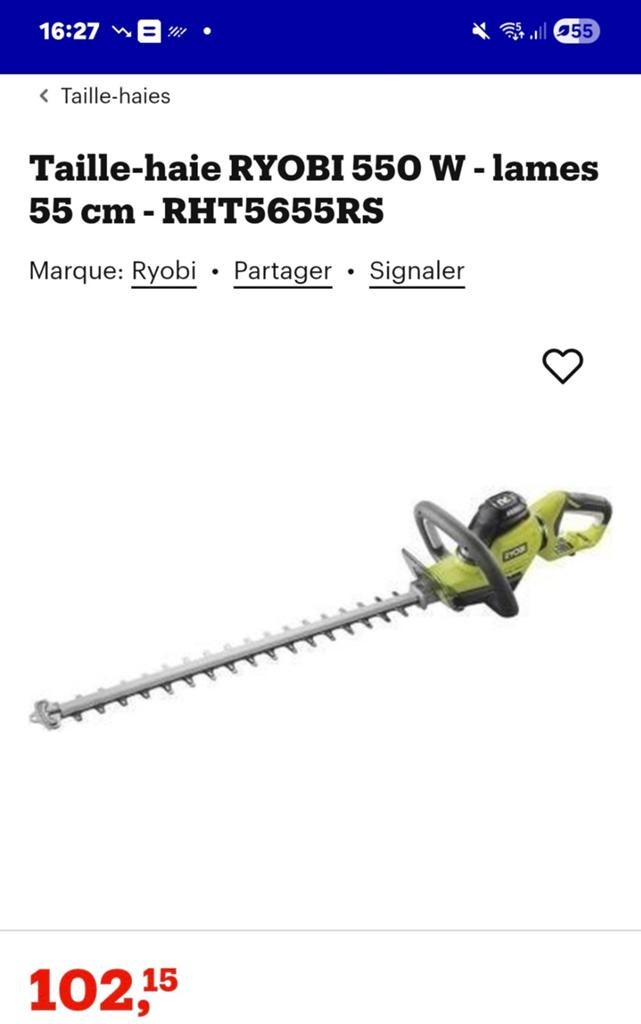 Coupe haie ryobi 55cm,550watt, Tuin en Terras, Ophalen, Accu