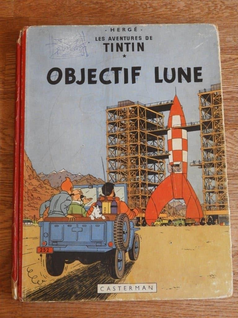 Tintin : Objectif Lune - 1953 EO, Livres, Une BD, Enlèvement ou Envoi, Utilisé, Hergé.