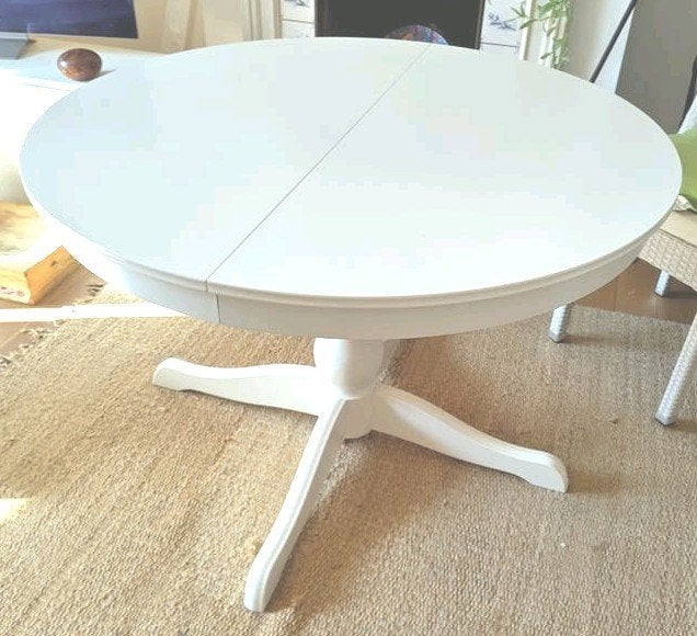 🪑 Table à manger ronde extensible IKEA Ingatorp blanche, 100 à 150 cm, Cinq personnes ou plus, Rond, 100 à 150 cm