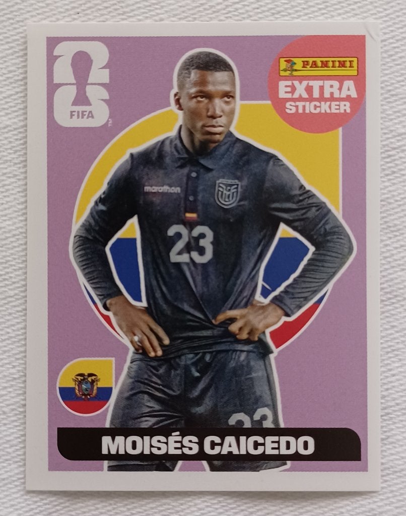 Extra sticker Moisés Caicedo (paars) - WK 2026, Ophalen of Verzenden, Zo goed als nieuw, Sticker