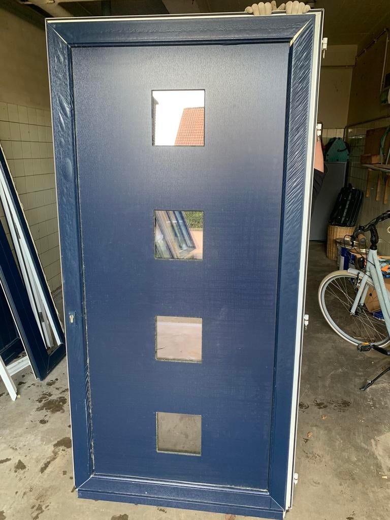 Pvc deur met zijkant raam dubbel glas, Doe-het-zelf en Bouw, Deuren en Vliegenramen, Ophalen, Zo goed als nieuw, Glas