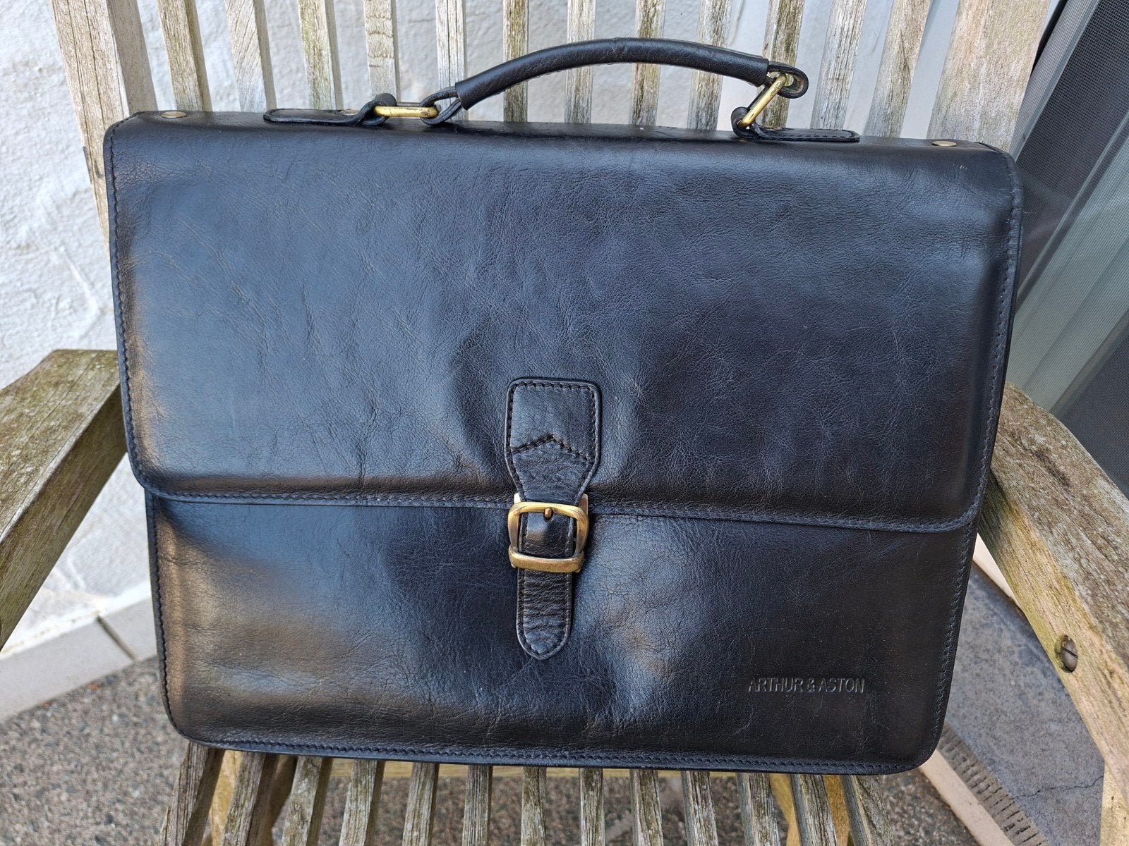 Arthur en Aston zwarte leren tas in topconditie, Ophalen of Verzenden, Zwart, Leer