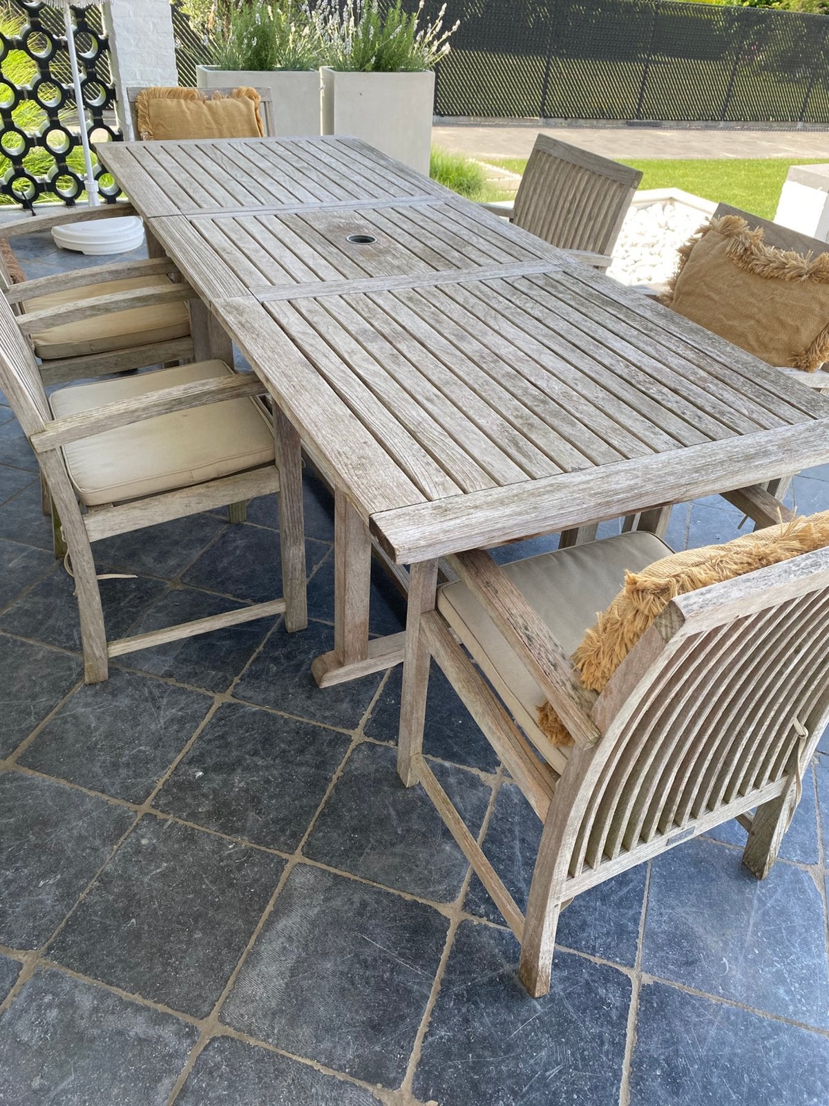 Tribu tuinset in massief teak 240x90, Ophalen, Gebruikt, 6 zitplaatsen, Teakhout
