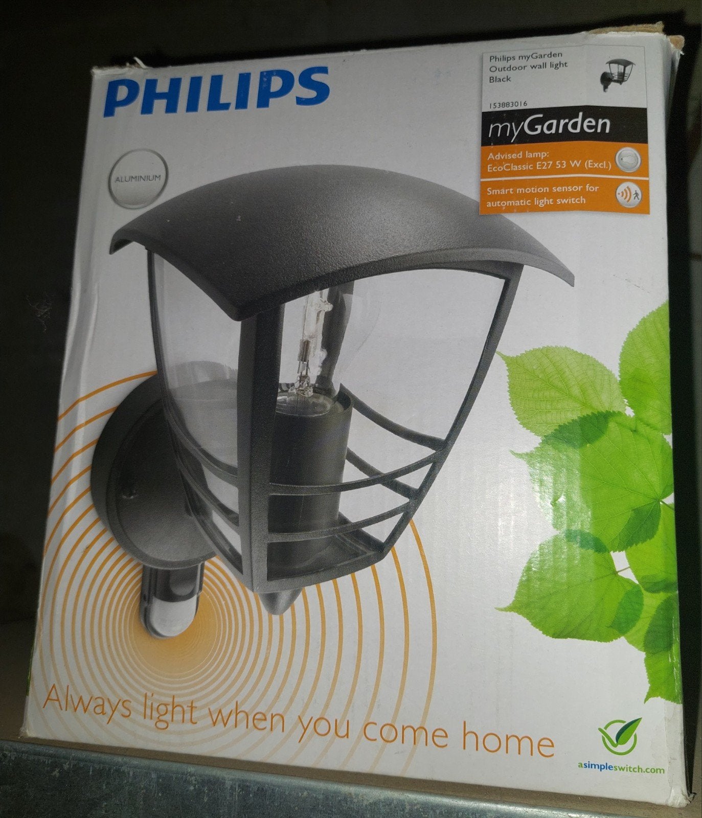 Philips buitenlamp, Jardin & Terrasse, Éclairage extérieur, Aluminium, Alimentation secteur, Détecteur de mouvement, Enlèvement