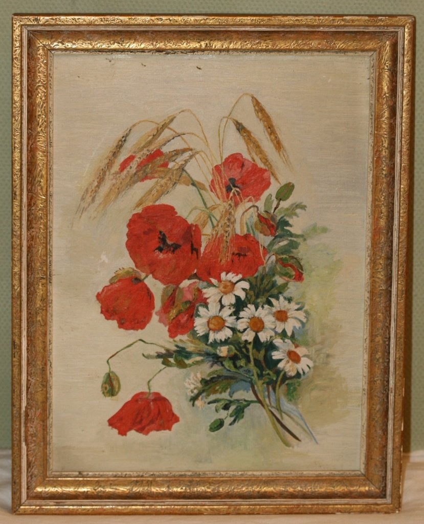 Olie schilderij op paneel 1917, Ophalen of Verzenden, Gedateerd, Olieverf, Paneel
