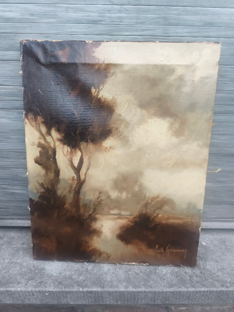 Huile sur toile  signe Émile lammers, Enlèvement ou Envoi, Toile