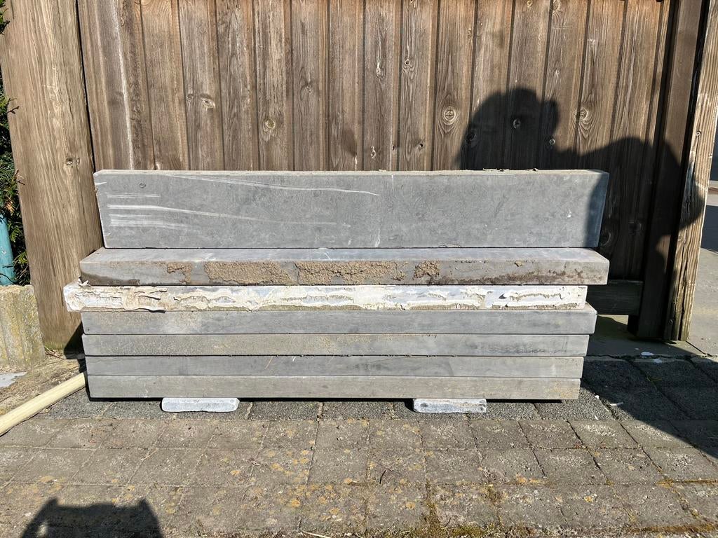 7 Boordsteen 100x15x5 cm blauwe hardsteen, Tuin en Terras, Ophalen, Zo goed als nieuw