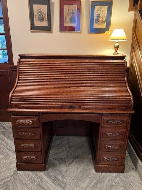 Antiek massief eiken rolbureau, Antiek en Kunst, Ophalen