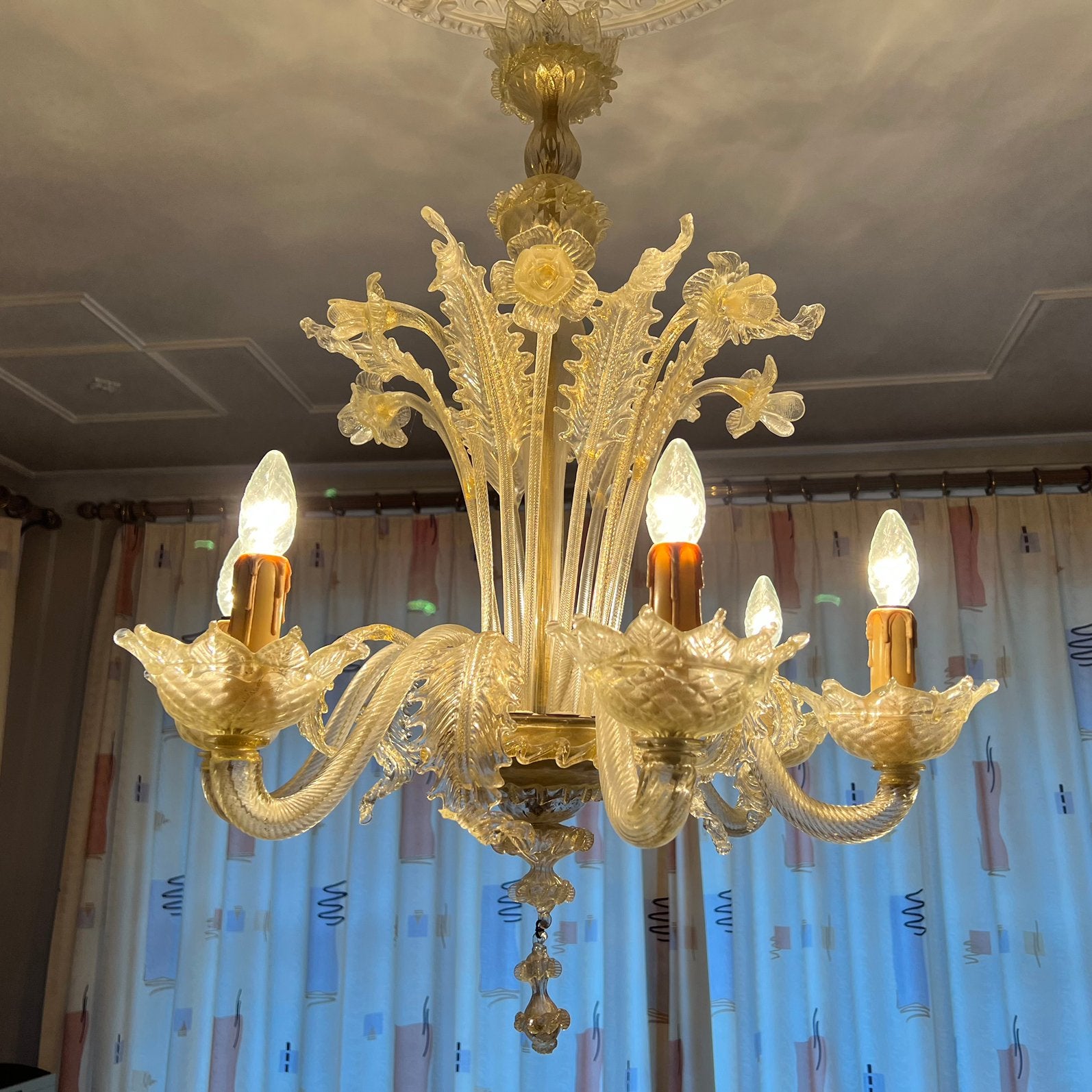 Venetiaanse kroonluchter van Murano-glas, Ca'Rezzonico, Verre, Enlèvement, Utilisé