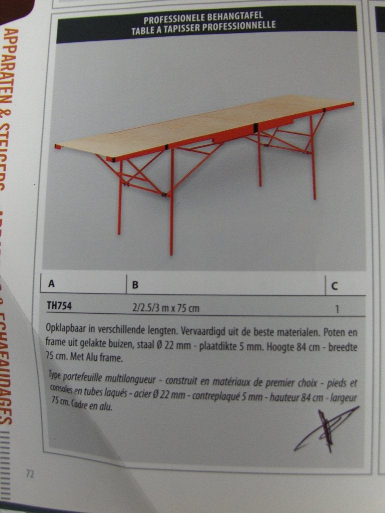 Table a tapisser professionnelle(2/2,50/3m), Enlèvement