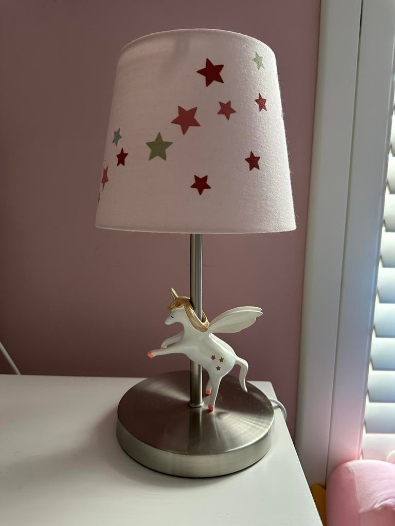 unicorn tafellamp met een roze kap en sterretjes, Maison & Meubles, Enlèvement, Comme neuf