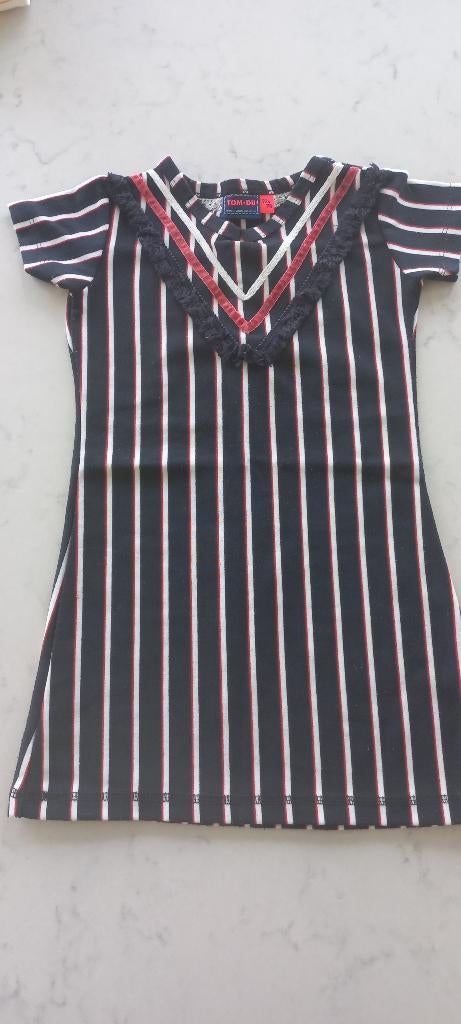 Blauw - rood - wit gestreept kleedje Tom-Du 92-98, Kinderen en Baby's, Ophalen, Gebruikt, Meisje, Jurk of Rok