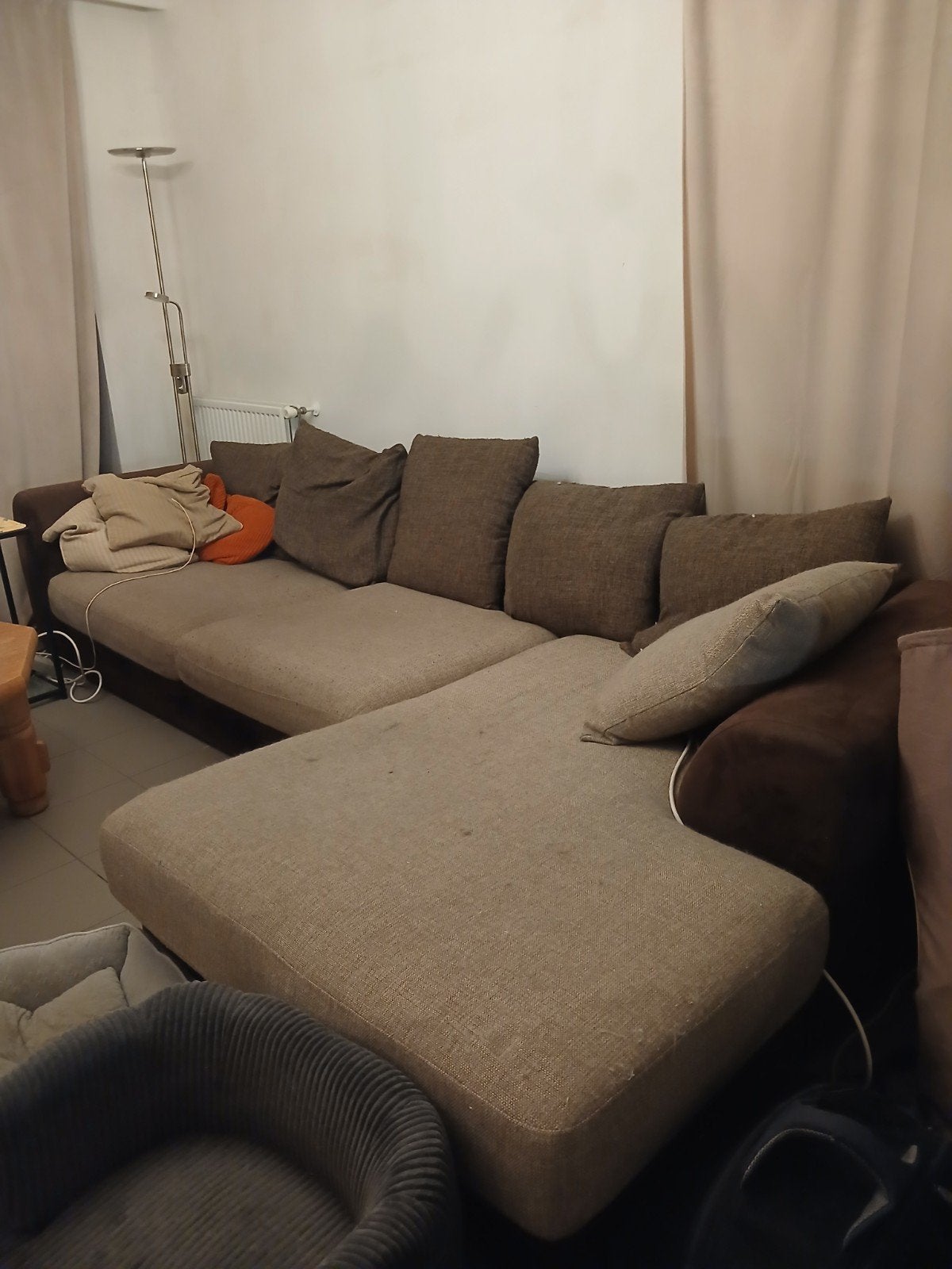 zeer moderne hoeksalon beige met bruin  117 cm breedte, Maison & Meubles, Canapés | Coins salons complets, Tissus, Enlèvement
