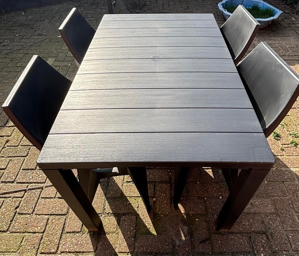 Tuintafel + 4 stoelen, Ophalen, Nieuw