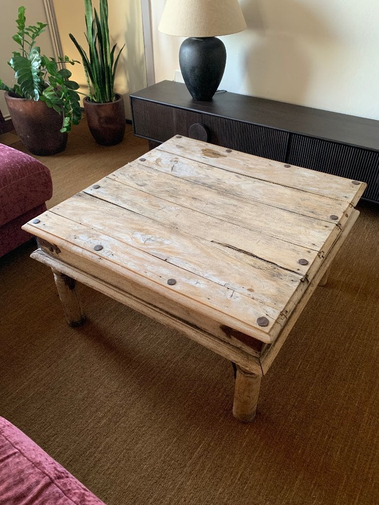 Massief hout salontafel, Enlèvement, Utilisé, Carré, Koloniaal, massief