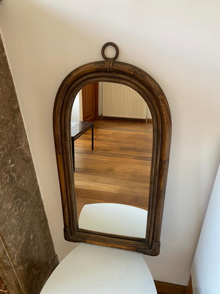 Vintage spiegel van rotan, Ophalen of Verzenden