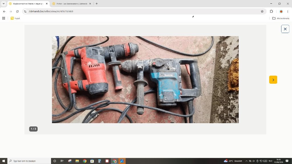 Klopboormachine Makita 850w + Stayer 950 w, Doe-het-zelf en Bouw, Ophalen, Boor- en/of Breekhamer, Klopboormechanisme, Gebruikt
