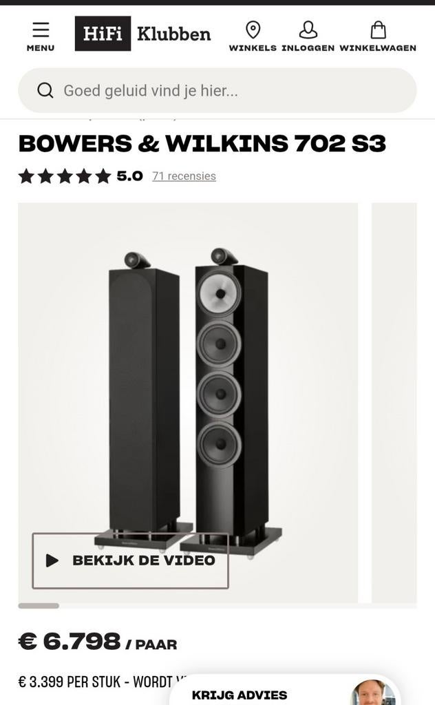 Bowers en wilkins 702 s3, Ophalen