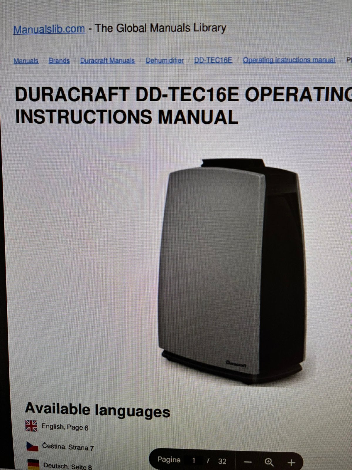 ontvochtiger, Duracraft DD-TEC16E, Elektronische apparatuur, Luchtbehandelingsapparatuur, Ophalen, Zo goed als nieuw, Luchtontvochter