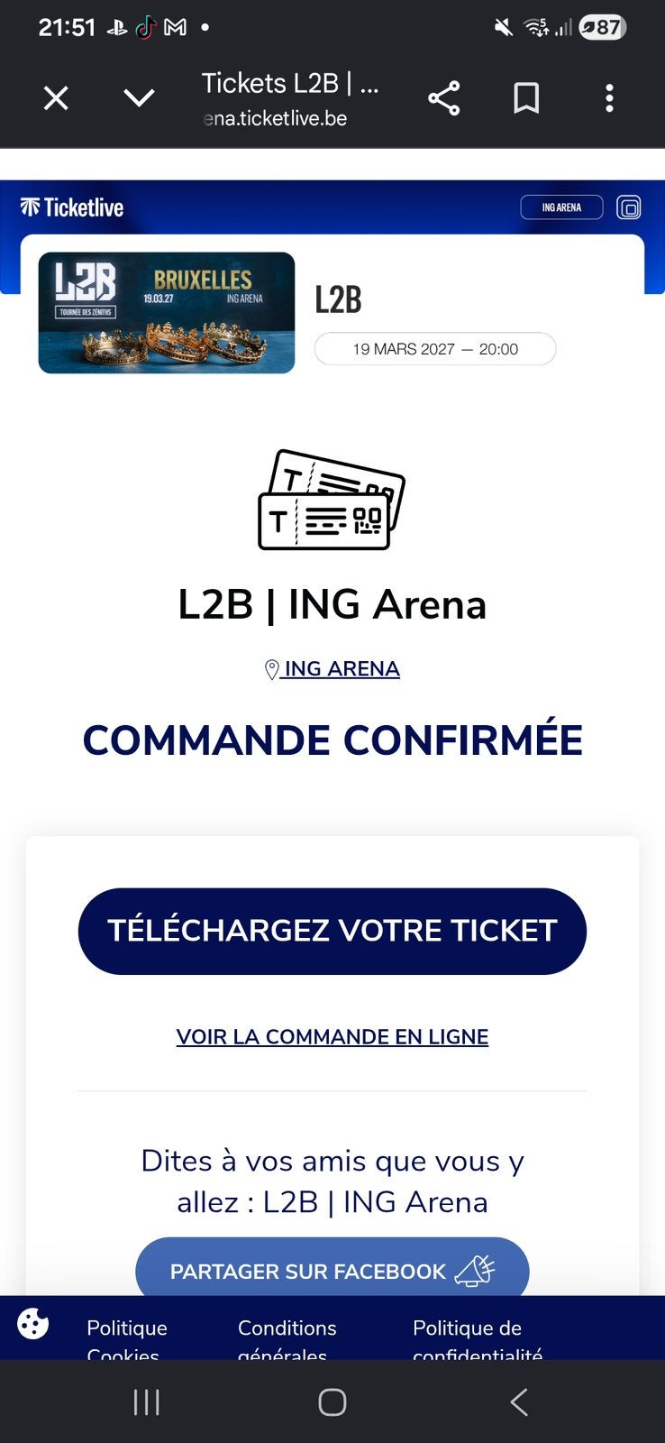 Place pour l2b pour 2027, Une personne, Autres, Forfait, Autres types