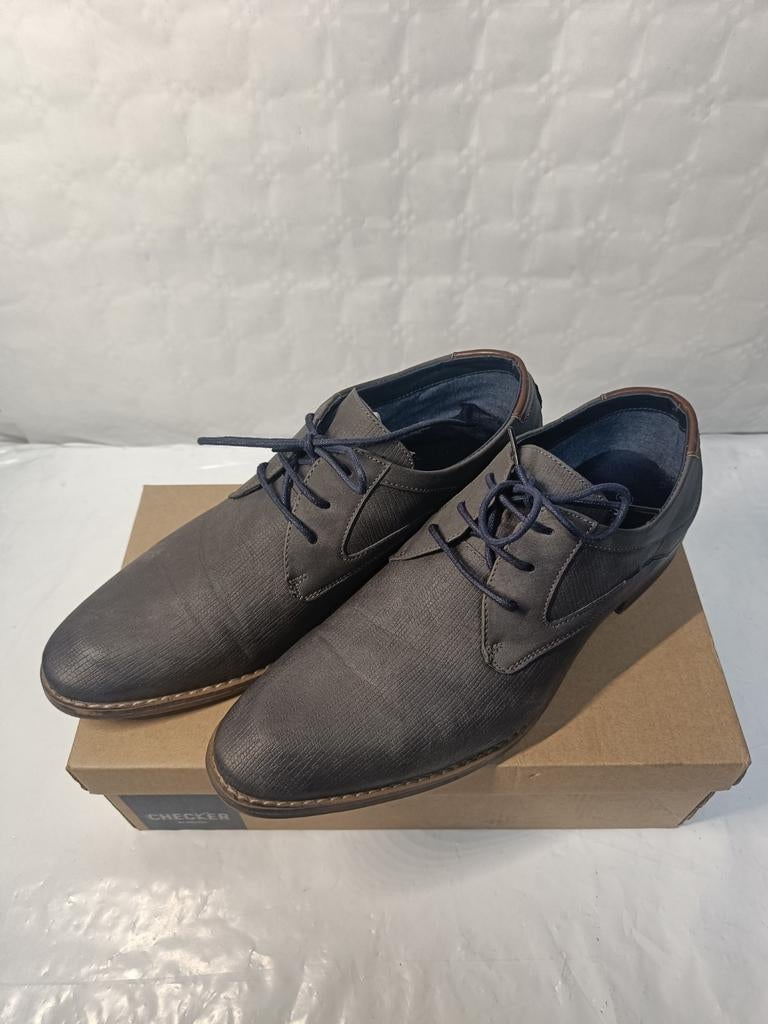 Checker T45 TBE blauwe leren herenschoenen, Kleding | Heren, Schoenen, Blauw, Ophalen of Verzenden, Espadrilles of Moccasins, Checker