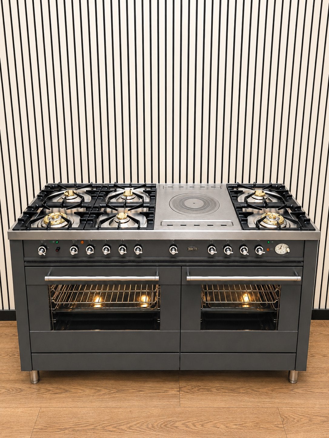 Luxe Boretti 7 pits met coupe de feu 2 ovens 150 cm, Electroménager, Fours, Reconditionné, Autoportant, Boretti, 60 cm ou plus
