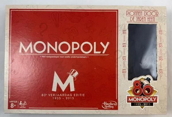 Édition 80e anniversaire du Monopoly, Dutch Hasbro 2015, Hobby & Loisirs créatifs, 1 ou 2 joueurs, Envoi, Comme neuf, Hasbro