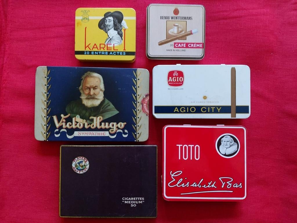 Lot de 5 boîtes à cigarettes à cigares anciennes, Collections, Envoi