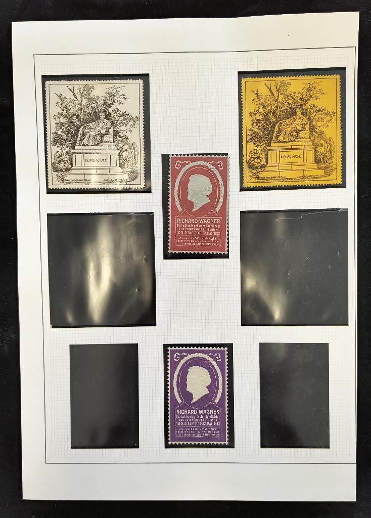 4 x Reklamemarke Richard Wagner, 100. Geburtstag 1913, Antiek en Kunst, Ophalen of Verzenden