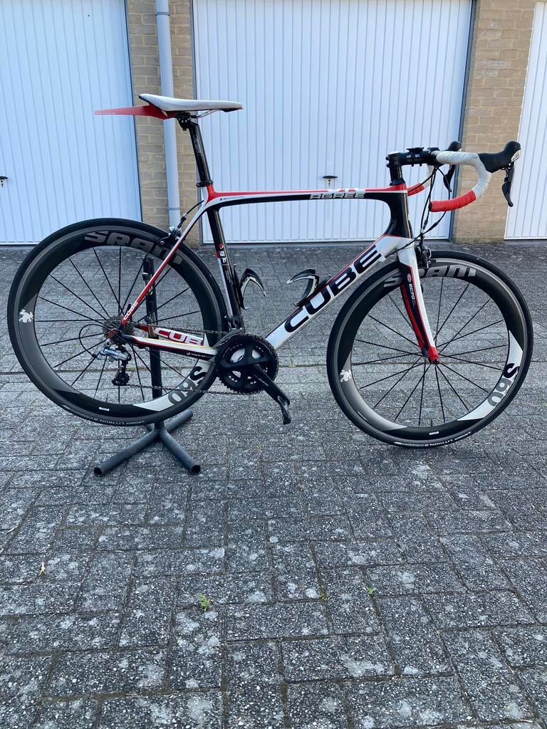 Koersfiets CUBE GTC Pro heren Rood/wit Full carbon, Autres marques, 10 à 15 vitesses, Enlèvement, Carbone