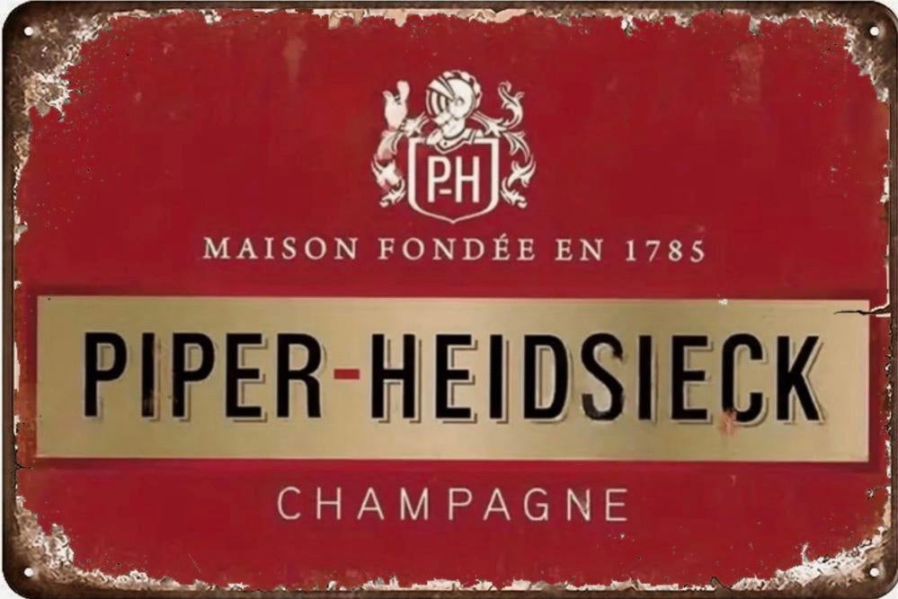 Metalen reclamebord Piper Heidsieck - retro vintage mancave, Verzamelen, Ophalen of Verzenden, Zo goed als nieuw, Reclamebord