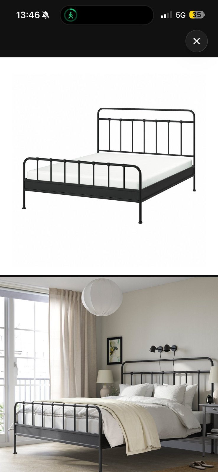 ️ Lit double + sommier + matelas IKEA, Enlèvement, Comme neuf