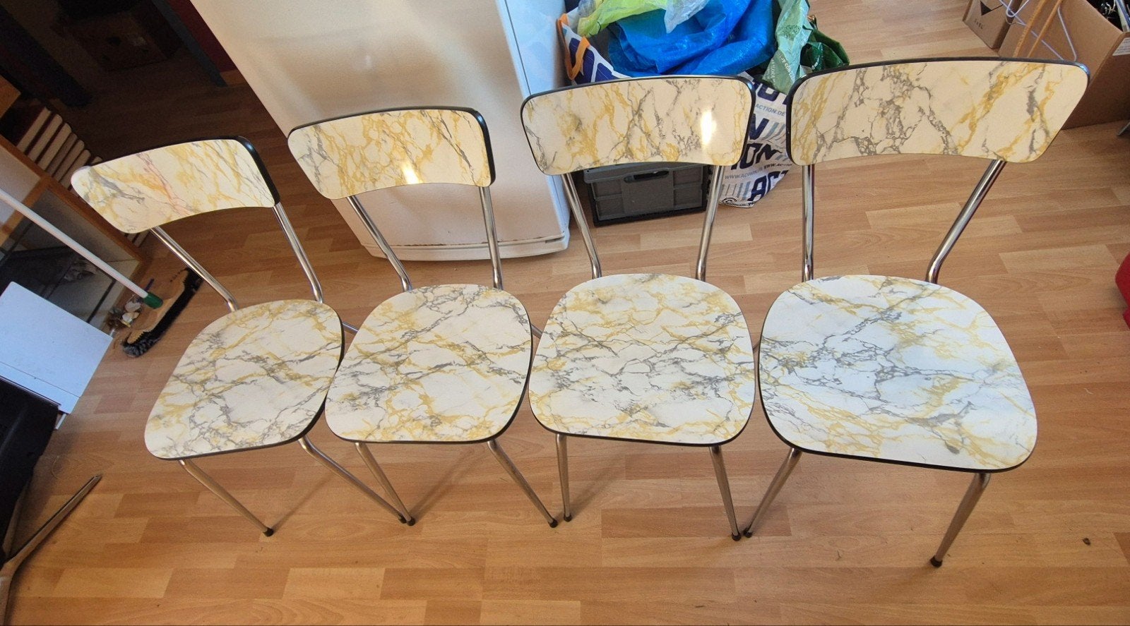 Lot de 4 chaises vintage "Années 60", Enlèvement, Gris, Métal, Une