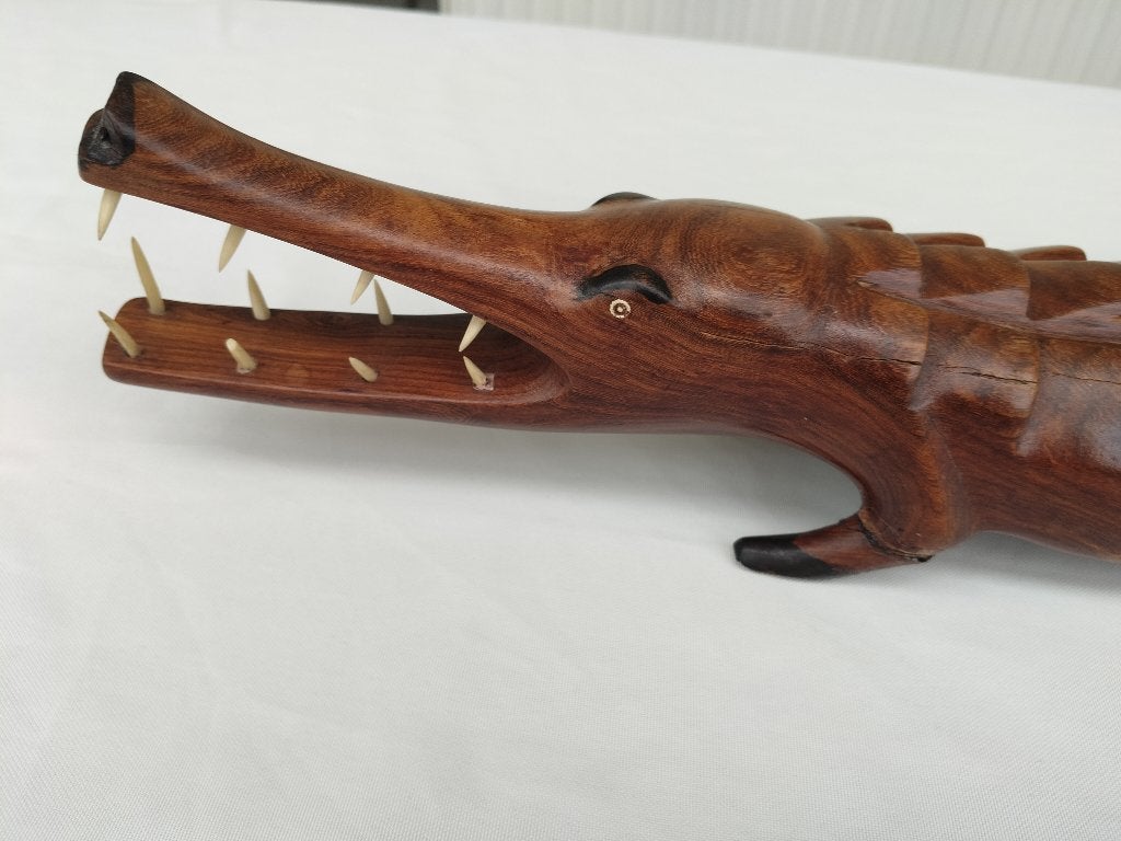 crocodile en bois, Antiquités & Art, Enlèvement, Fait main, Bois, Sculpture sur bois