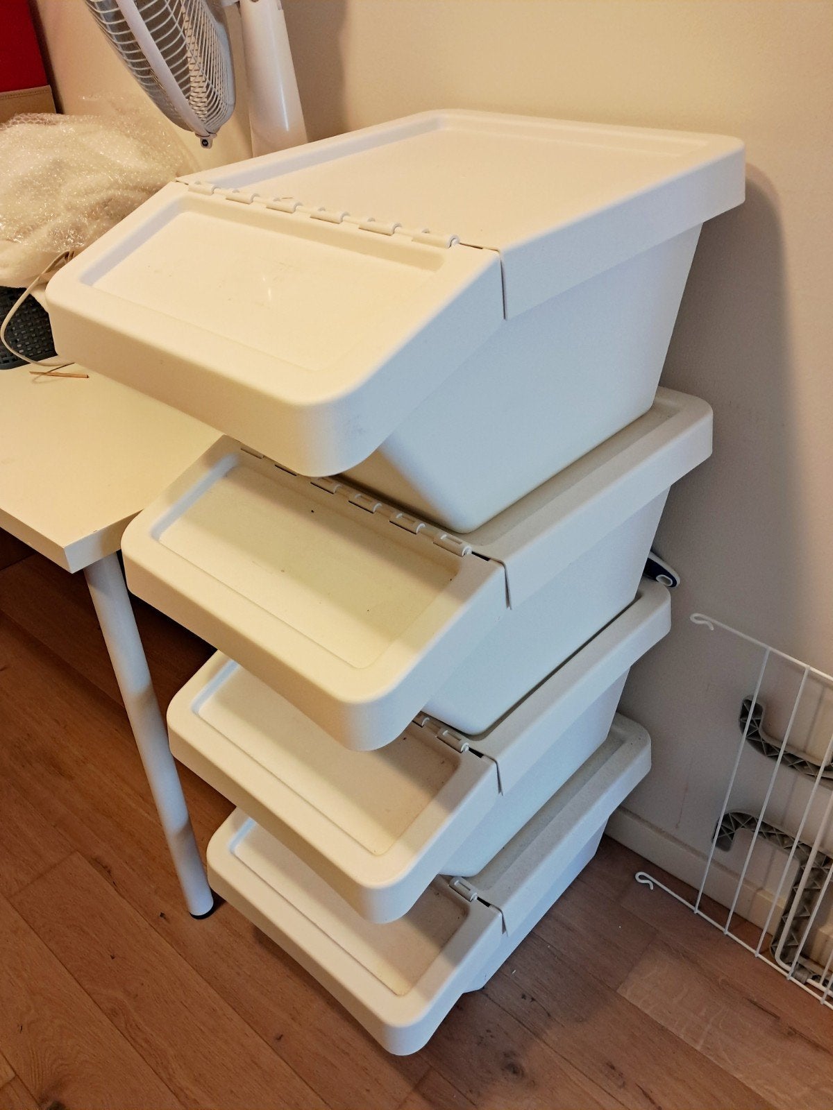 VENDU ! Poubelles de tri + couvercles blanches IKEA - 37L, 20 à 30 litres, Enlèvement, Utilisé, Autres matériaux